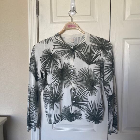 A New Day Cardigan Sweater Fan Palm Print Cotton Blend Soft Women's Small - Picture 9 of 9